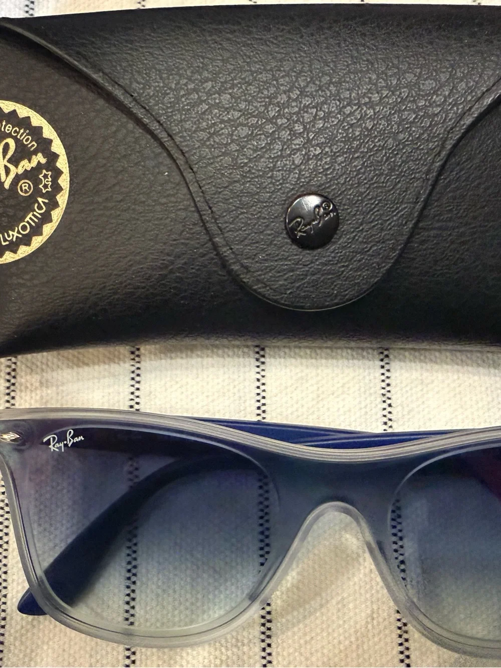Ray-Ban Transparent Frame Sunglasses with blue Gradient Lenses